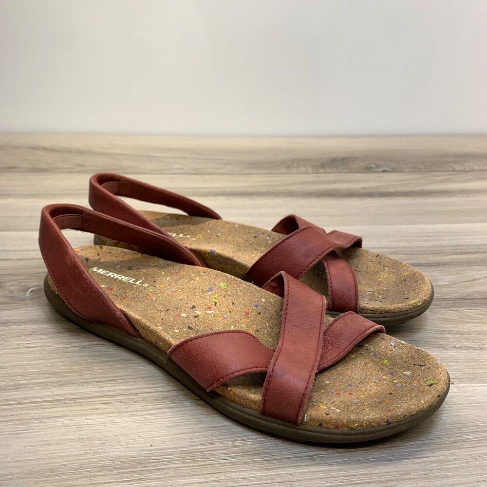 Merrell Womens Size 8 Napa Valley Sling Merlot Sandals Shoes Cross Strappy